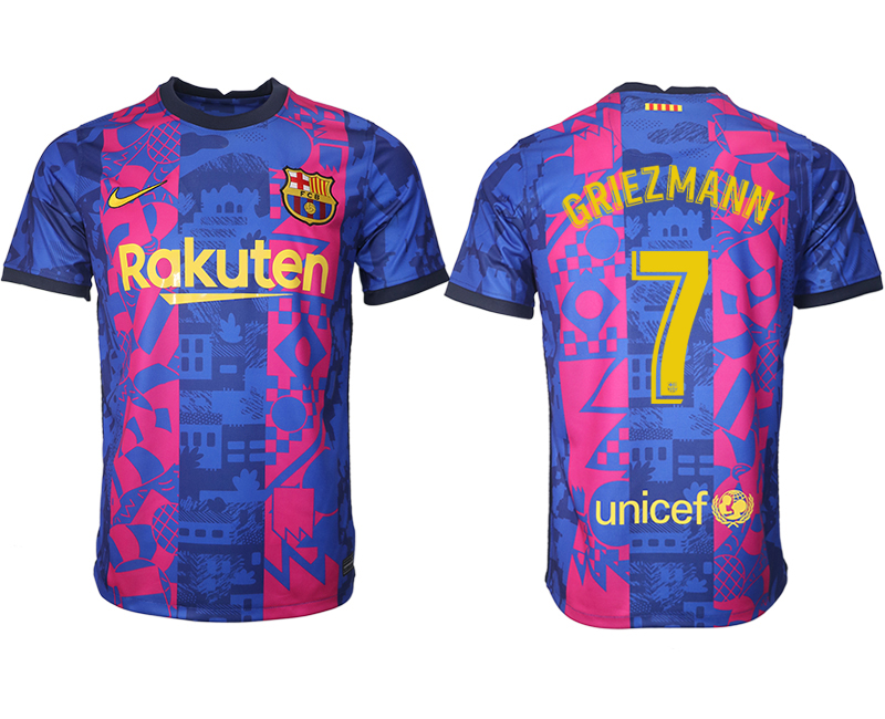 Men 2021-2022 Club Barcelona blue training suit aaa version #7 Soccer Jerseys->barcelona jersey->Soccer Club Jersey